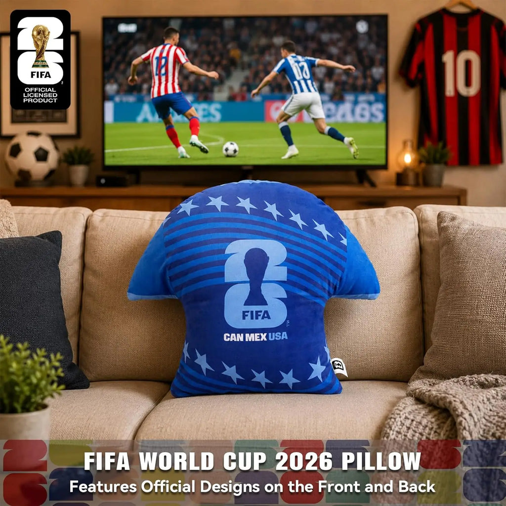 Official  WORLD CUP 2026 Football Jersey-Shaped Throw Pillow, Soccer Soft Square Pillow for Room Bedroom Traveling,  Cus