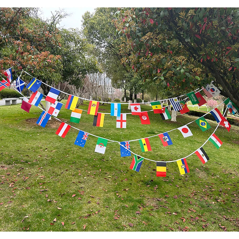 2026 42/48Pcs World Country Flag 14X21Cmnew Football Cup Countries Flag Bunting National String Banner Event Garlands Decoration
