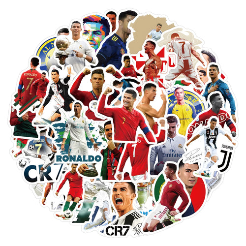 50PCS Football Star Cristiano Ronaldo Stickers Graffiti Stickers DIY Diary Phone Case Handmade Scrapbook Aesthetic Stickers