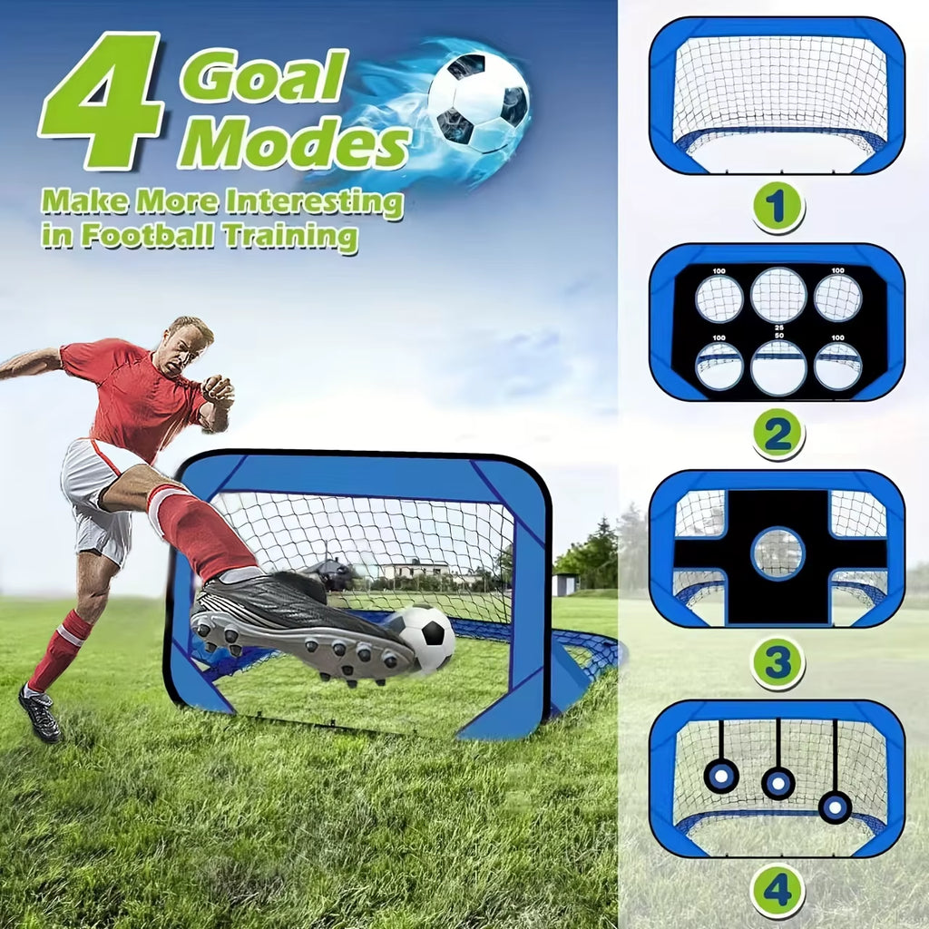 4 Modes Pop up Soccer Goal Net 4 in 1 Foldable Football Goal Indoor Outdoor for Improving Passing and Shooting Accuracy