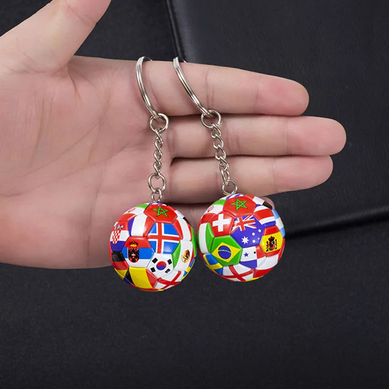 New Fashion Flag Football Keychain Country Soccer Club Fans Keyring Car Key Chains Souvenir Bag Pendant Accessories Gifts