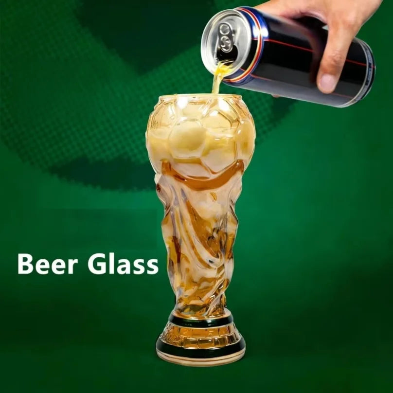 Football Soccer Trophy Shaped Beer Glass Cup Thickened Durable Sports Themed Mug for Bar Pub Party Fan Gift Home Drinkware
