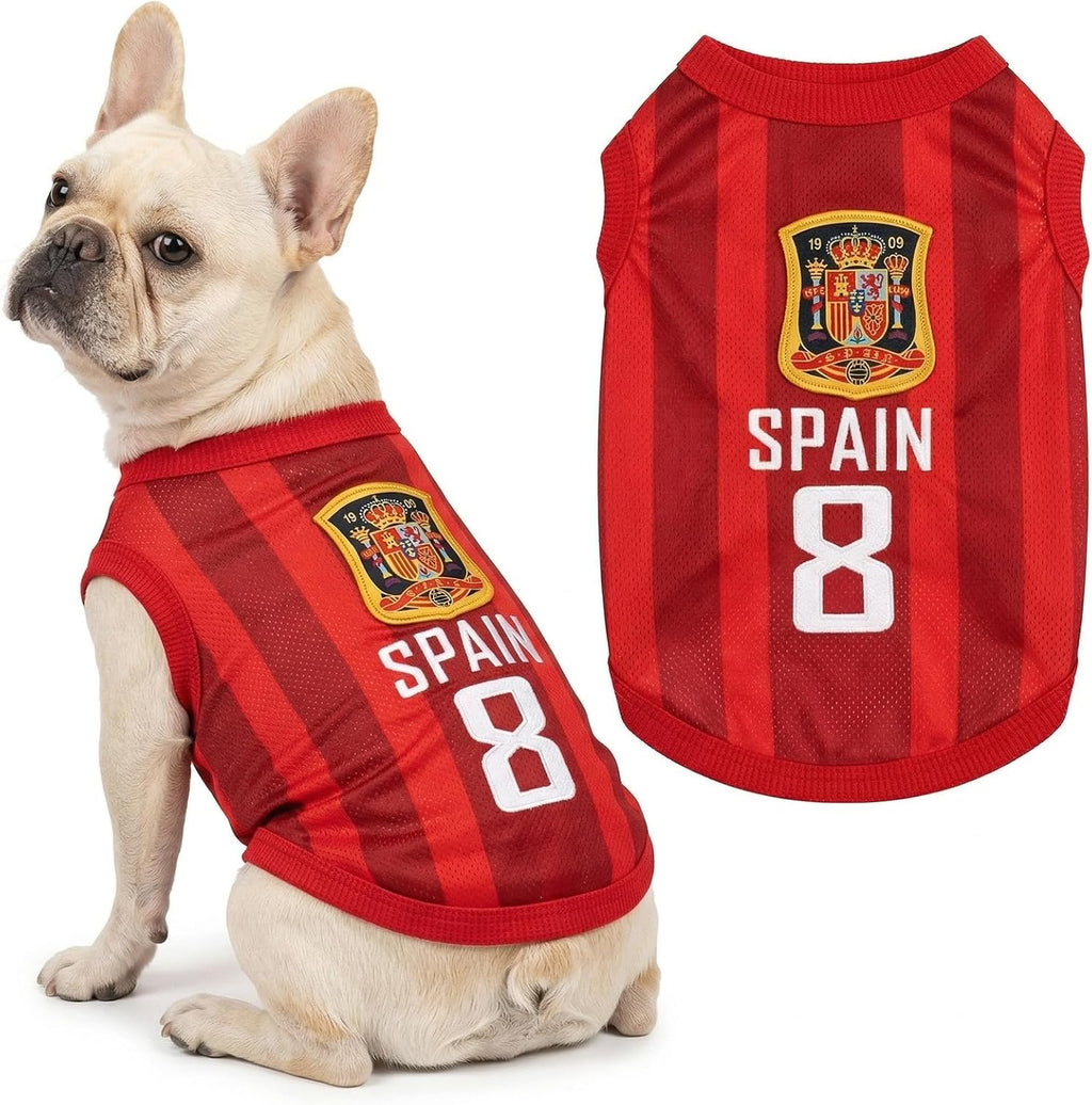 Camiseta Para Perro De España, Chaleco De La Selección Española Para Mascotas Pequeñas, Ropa Deportiva De Poliéster Transpirable, Rojo, Talla 8