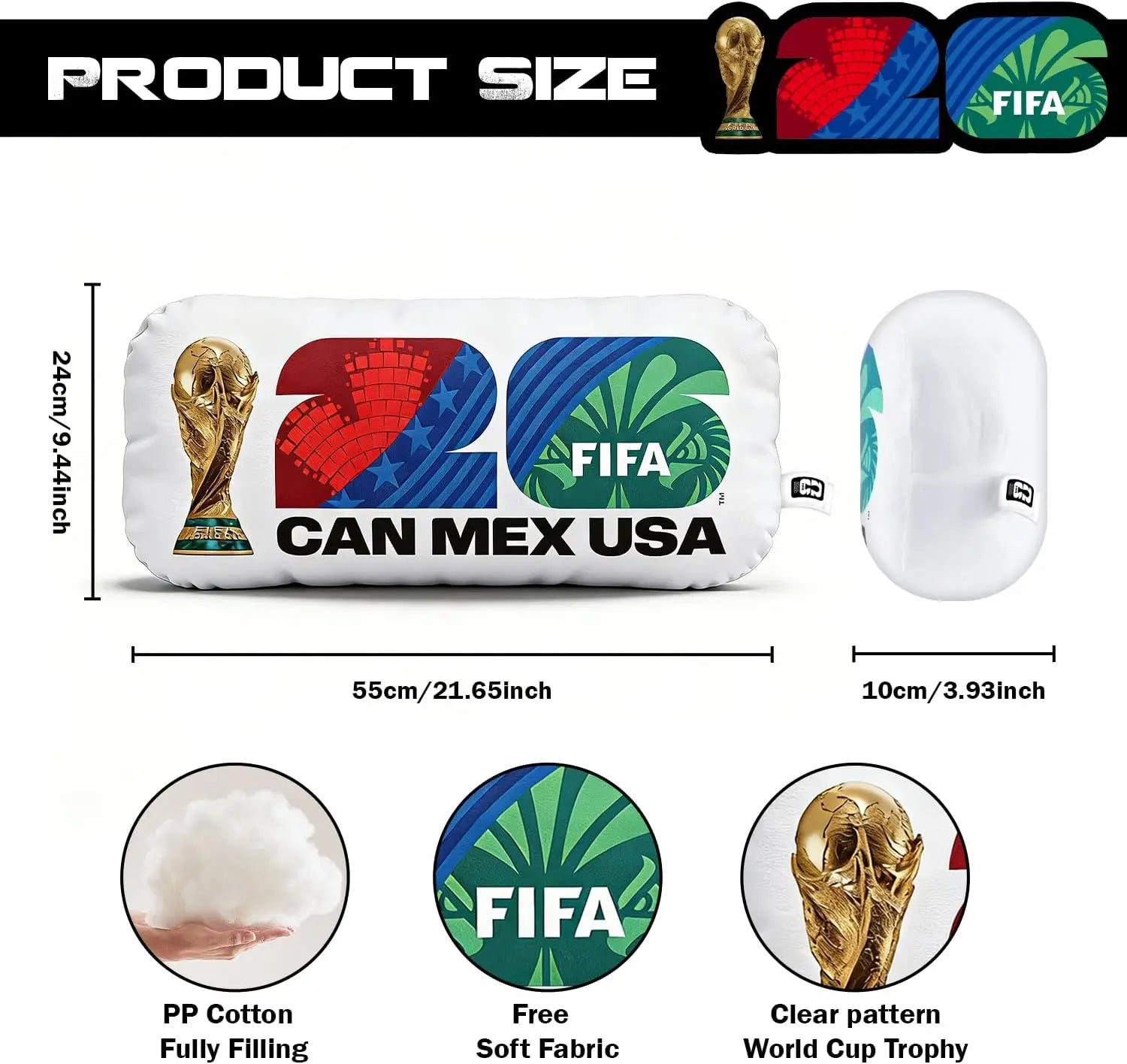 Official  WORLD CUP 2026 Football Jersey-Shaped Throw Pillow, Soccer Soft Square Pillow for Room Bedroom Traveling,  Cus