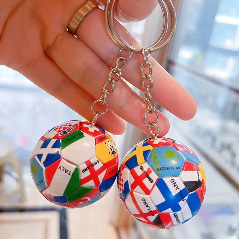 New Fashion Flag Football Keychain Country Soccer Club Fans Keyring Car Key Chains Souvenir Bag Pendant Accessories Gifts