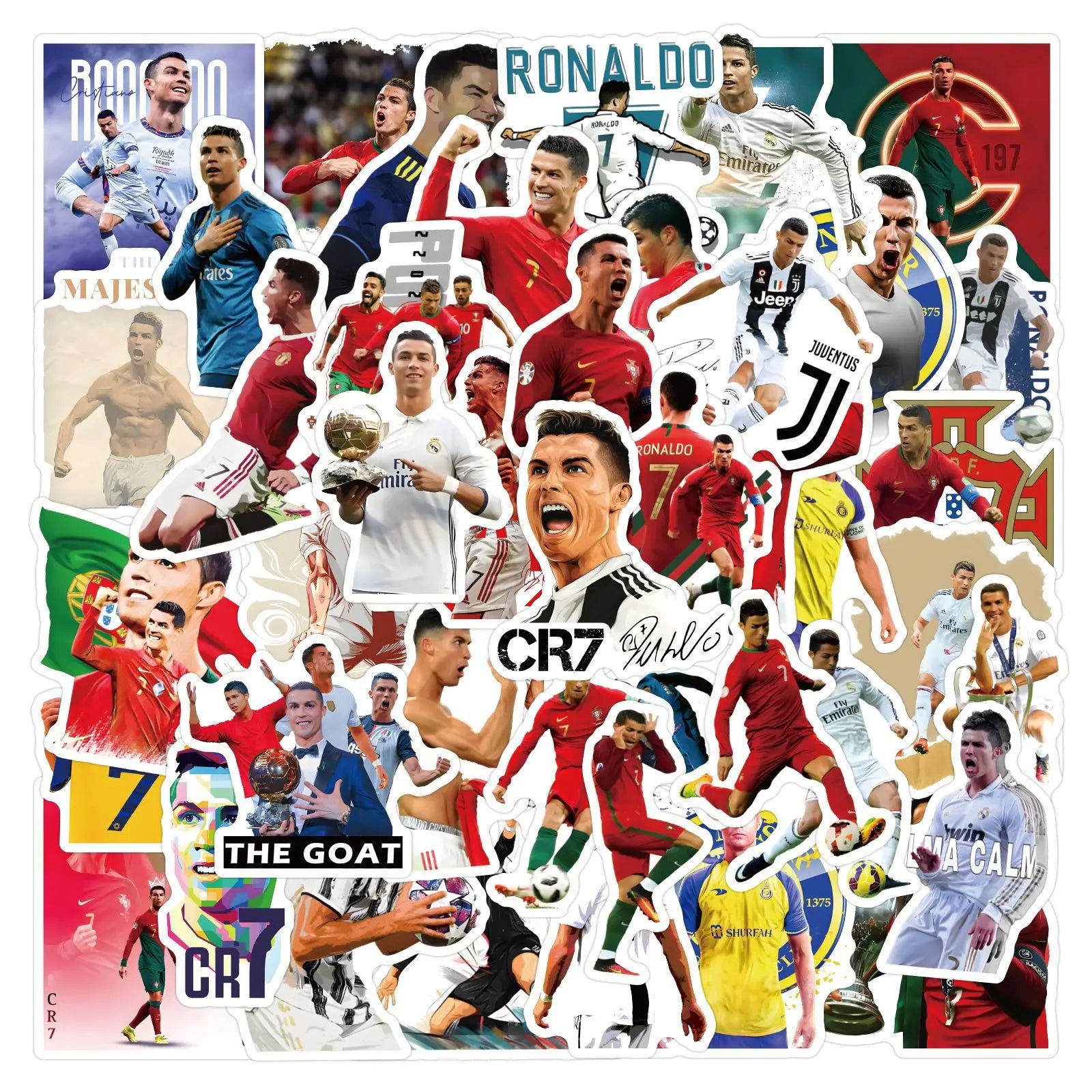 50PCS Football Star Cristiano Ronaldo Stickers Graffiti Stickers DIY Diary Phone Case Handmade Scrapbook Aesthetic Stickers