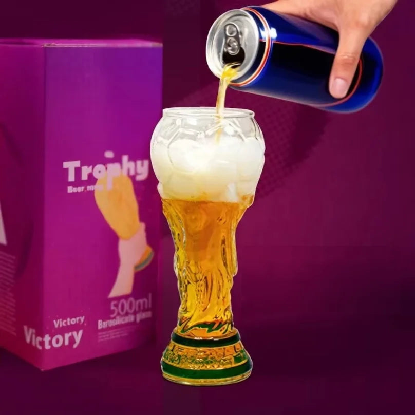 Football Soccer Trophy Shaped Beer Glass Cup Thickened Durable Sports Themed Mug for Bar Pub Party Fan Gift Home Drinkware