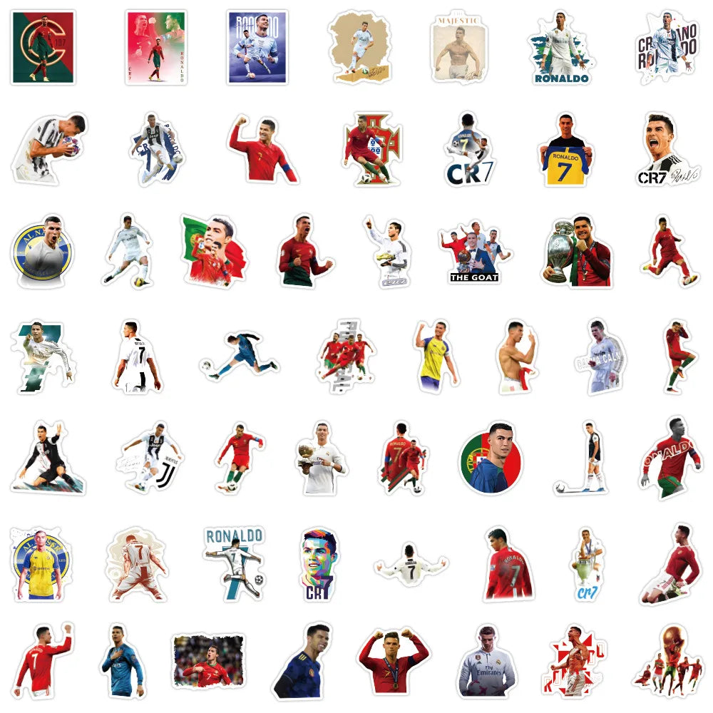 50PCS Football Star Cristiano Ronaldo Stickers Graffiti Stickers DIY Diary Phone Case Handmade Scrapbook Aesthetic Stickers